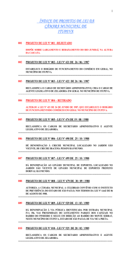 ÍNDICE DE PROJETOS DE LEI DA - Câmara Municipal de Itupeva