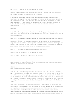 DECRETO N&ordm; xxxxx - Prefeitura Municipal de Valen&ccedil;a