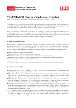 VOLUNT&Aacute;RIOS (Suporte e Condi&ccedil;&otilde;es de Trabalho)