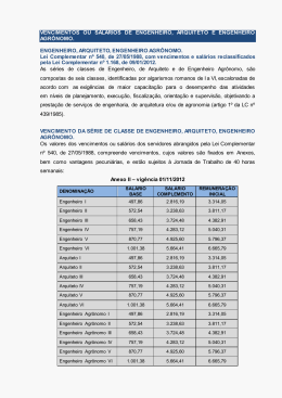 vencimentos ou sal&aacute;rios de engenheiro, arquiteto e engenheiro