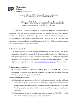 edital do Processo Seletivo Time ENEM UnP 2014.2