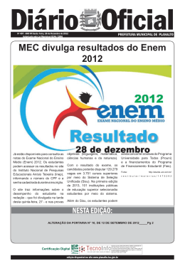 MEC divulga resultados do Enem 2012