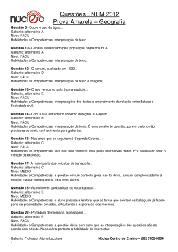 Quest&otilde;es ENEM 2012 - N&uacute;cleo &ndash; Centro de Ensino
