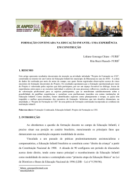 FORMA&Ccedil;&Atilde;O CONTINUADA NA EDUCA&Ccedil;&Atilde;O INFANTIL: UMA