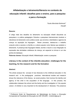 Alfabetiza&ccedil;&atilde;o e letramento/literacia no contexto da educa&ccedil;&atilde;o infantil