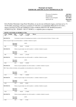 homologação pp 017/2011 - Prefeitura Municipal de Itajubá