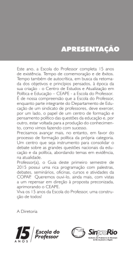 apresenta&ccedil;&atilde;o - Sindicato dos Professores do Munic&iacute;pio do Rio de