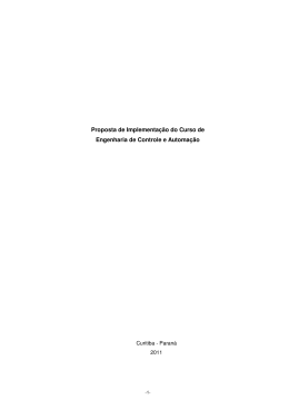 Proposta de Implementa&ccedil;&atilde;o do Curso de Engenharia de Controle e