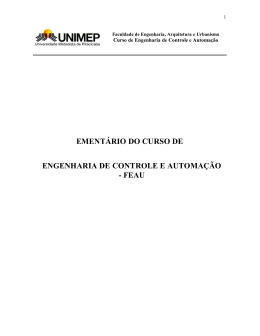 EMENT&Aacute;RIO DO CURSO DE ENGENHARIA DE CONTROLE E