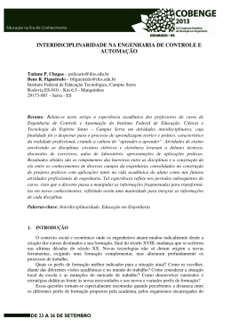 interdisciplinaridade na engenharia de controle e automa&ccedil;&atilde;o