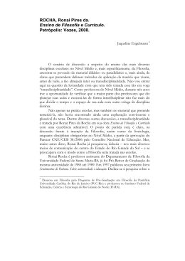ROCHA, Ronai Pires da. Ensino de Filosofia e Currículo