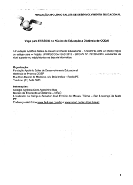 FUNDA&Ccedil;&Atilde;O APOL&Ocirc;NIO SALLES DE DESENVOLVIMENTO