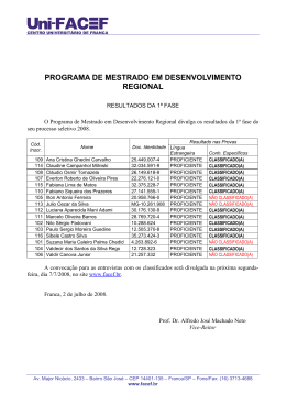 PROGRAMA DE MESTRADO EM DESENVOLVIMENTO REGIONAL