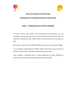 EDITAL DE SELE&Ccedil;&Atilde;O DE PROJETOS 2013