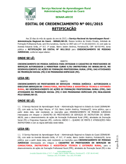 Edital Credenciamento n&ordm; 001.2015 &ndash; RETIFICADO