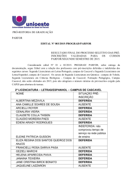 PR&Oacute;-REITORIA DE GRADUA&Ccedil;&Atilde;O PARFOR EDITAL N&ordm;