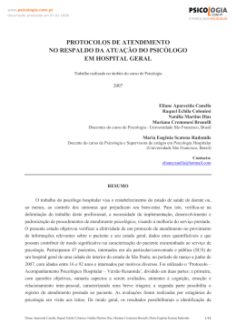 protocolos de atendimento no respaldo da atua&ccedil;&atilde;o do psic&oacute;logo em