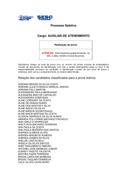 Processo Seletivo Cargo: AUXILIAR DE ATENDIMENTO Rela&ccedil;&atilde;o