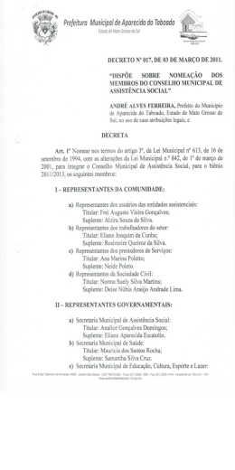 DECRETO 17 - Prefeitura Municipal de Aparecida do Taboado