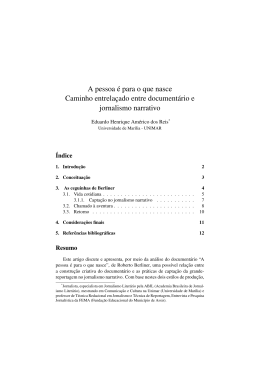 A pessoa &eacute; para o que nasce: caminho entrela&ccedil;ado entre