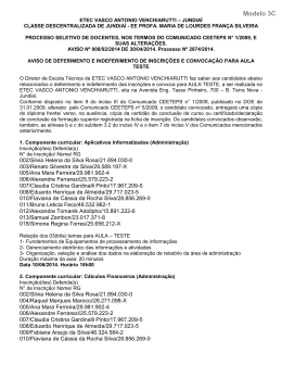 Processo Seletivo 2874/2014 Deferimento e indeferimento inscri&ccedil;&otilde;es