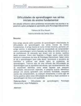 Dificuldades de aprendizagem nas series iniciais do ensino