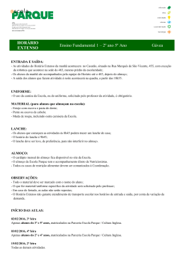 HOR&Aacute;RIO EXTENSO Ensino Fundamental 1 &ndash; 2&ordm;