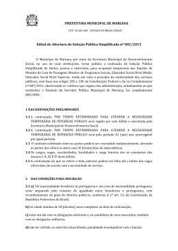 PREFEITURA MUNICIPAL DE MARIANA Edital de Abertura de