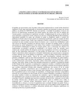 A POL&Iacute;TICA EDUCACIONAL E OS PROGRAMAS ESCOLARES