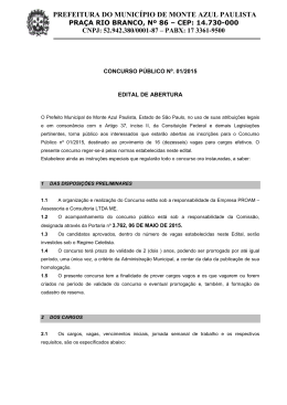Edital Completo do Concurso P&uacute;blico n&ordm; 01/2015