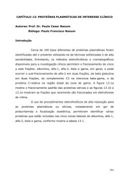 Prote&iacute;nas Plasm&aacute;ticas com Interesse Cl&iacute;nico