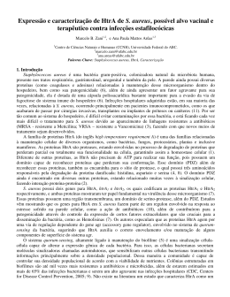 Express&atilde;o e caracteriza&ccedil;&atilde;o de HtrA de S. aureus, poss&iacute;vel