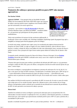 (Ag\352ncia FAPESP - Tumores de cabe\347a e pesco\347o