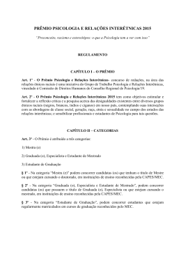 pr&ecirc;mio psicologia e rela&ccedil;&otilde;es inter&eacute;tnicas 2015