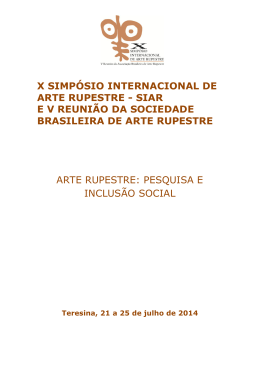 X SIMPÓSIO INTERNACIONAL DE ARTE RUPESTRE - SIAR