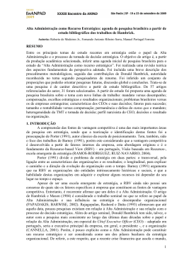 1 Alta Administra&ccedil;&atilde;o como Recurso Estrat&eacute;gico: agenda de