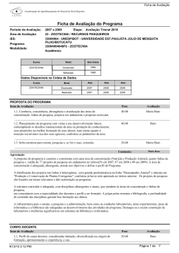 Ficha de Avalia&ccedil;&atilde;o do Programa
