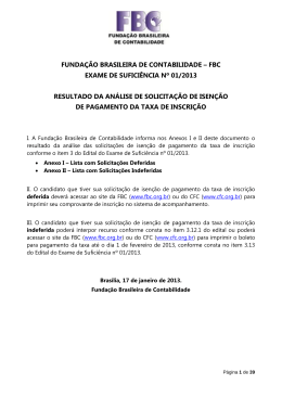 FUNDA&Ccedil;&Atilde;O BRASILEIRA DE CONTABILIDADE &ndash; FBC