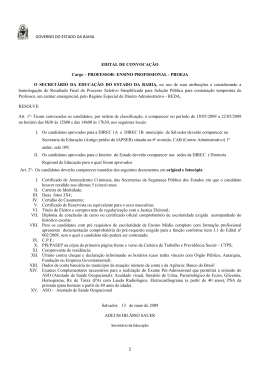 1&ordm; Edital de Convoca&ccedil;&atilde;o - Educa&ccedil;&atilde;o Profissional