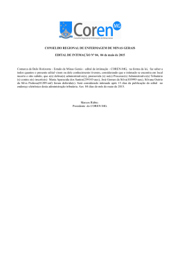 EDITAL DE INTIMAÇÃO Nº 04, 04 de maio de 2015 - COREN-MG