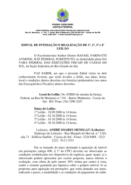 EDITAL DE INTIMA&Ccedil;&Atilde;O E REALIZA&Ccedil;&Atilde;O DE 1&ordm;, 2&ordm;, 3&ordm; e 4&ordm; LEIL&Atilde;O O