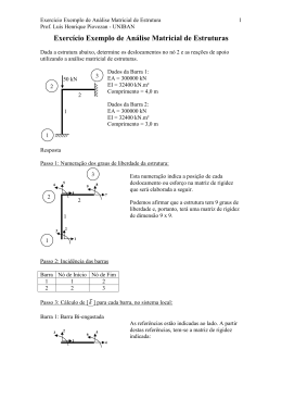 Exerc&iacute;cio Exemplo de An&aacute;lise Matricial de Estruturas