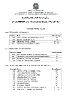 segunda chamada do processo seletivo 2010/2