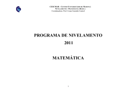 PROGRAMA DE NIVELAMENTO 2011 MATEM&Aacute;TICA