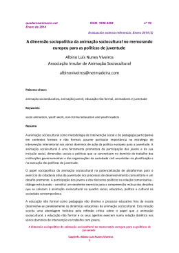 A dimens&atilde;o sociopol&iacute;tica da anima&ccedil;&atilde;o sociocultural no memorando