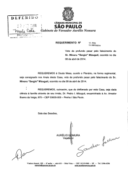 T_ﬁllll SAO pAULO MW, Gabinete do Vereador Aur&eacute;lio Nomura