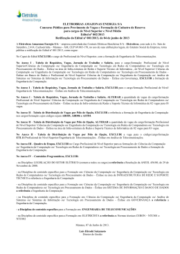ELETROBRAS AMAZONAS ENERGIA S/A Concurso P&uacute;blico para
