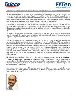 Gest&atilde;o de Portf&oacute;lio I: Proposta de Modelo para Empresas