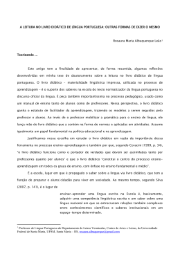 A leitura no livro did&aacute;tico de l&iacute;ngua portuguesa outras formas de