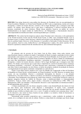 deste dizer que se quer un&iacute;voco: uma an&aacute;lise sobre discursos do